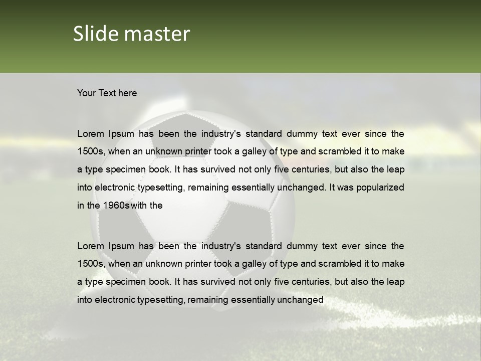 A Soccer Ball Sitting On Top Of A Soccer Field PowerPoint Template