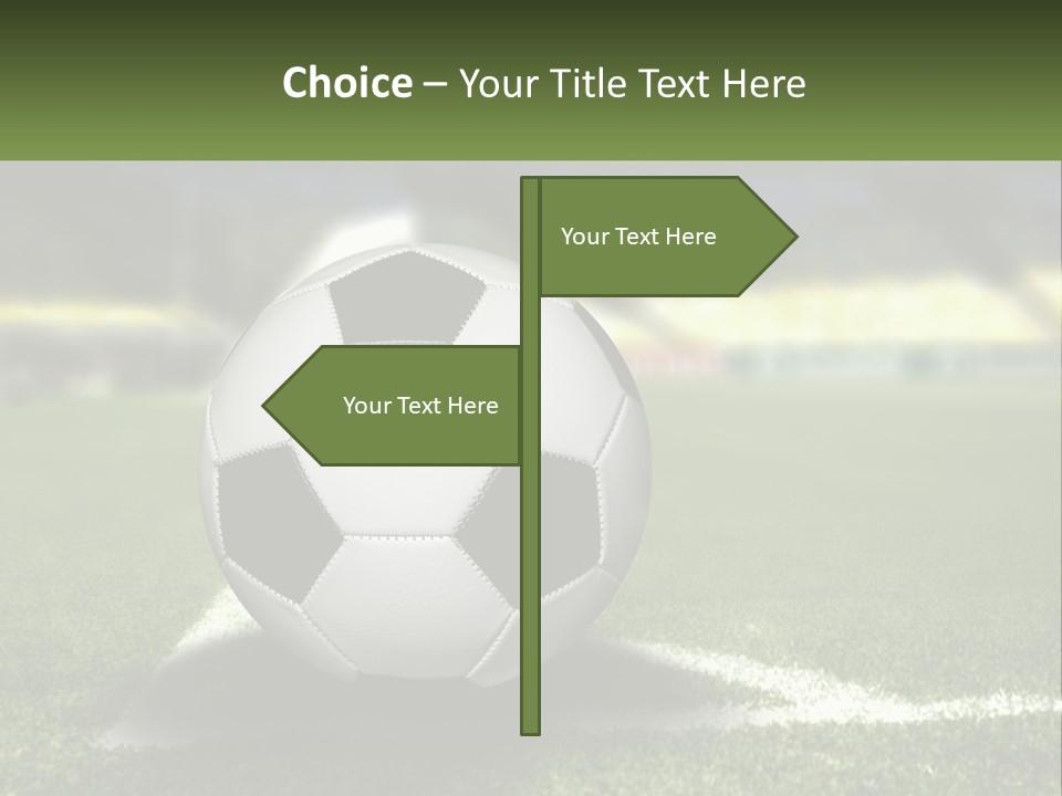 A Soccer Ball Sitting On Top Of A Soccer Field PowerPoint Template