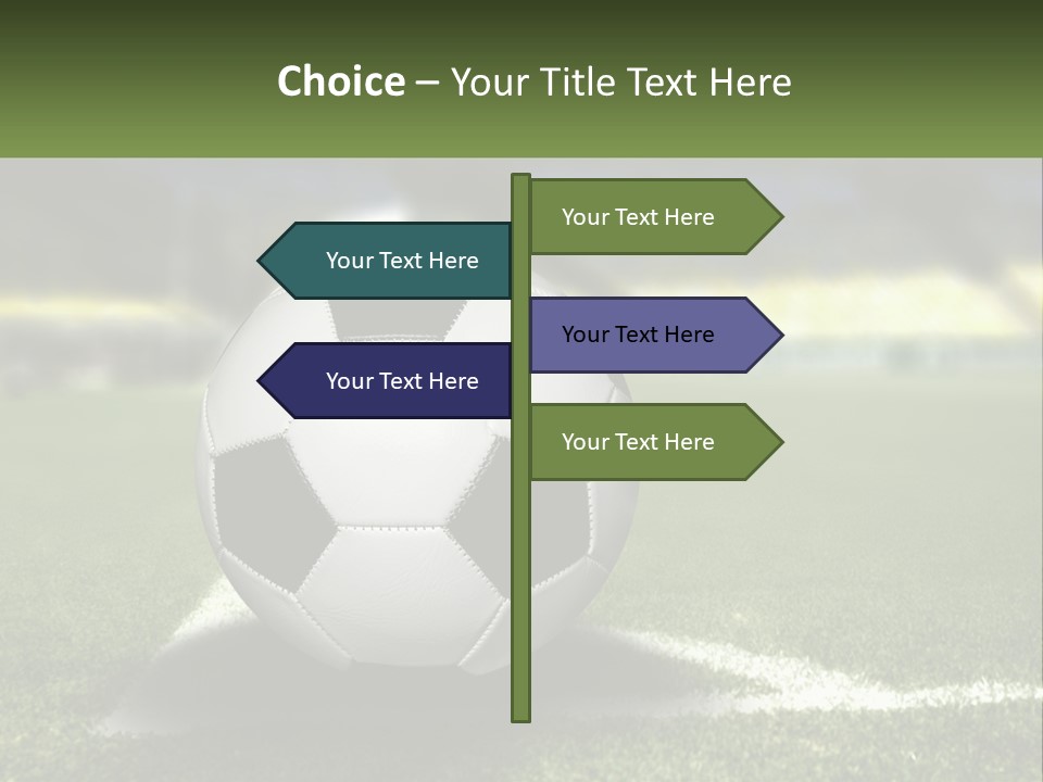 A Soccer Ball Sitting On Top Of A Soccer Field PowerPoint Template