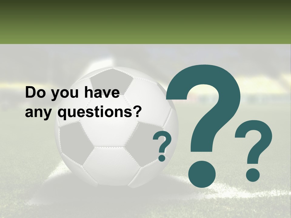 A Soccer Ball Sitting On Top Of A Soccer Field PowerPoint Template