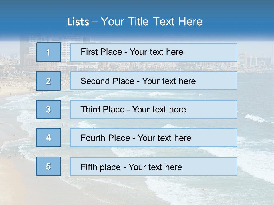 A Beach With A City In The Background PowerPoint Template