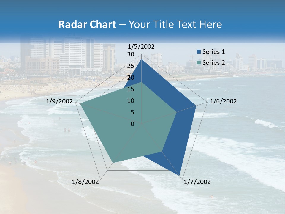 A Beach With A City In The Background PowerPoint Template