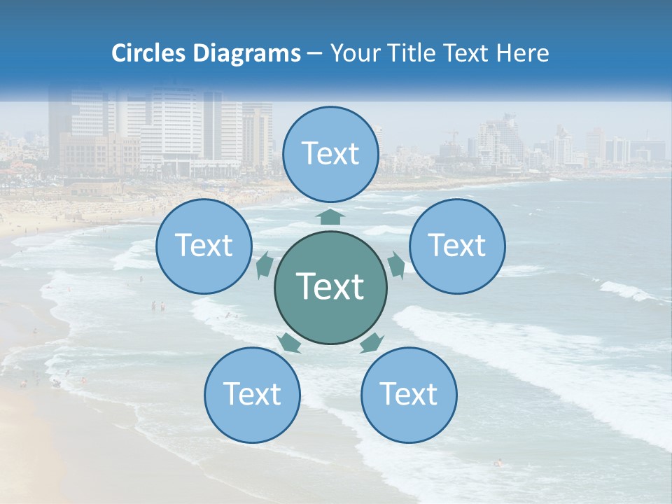 A Beach With A City In The Background PowerPoint Template