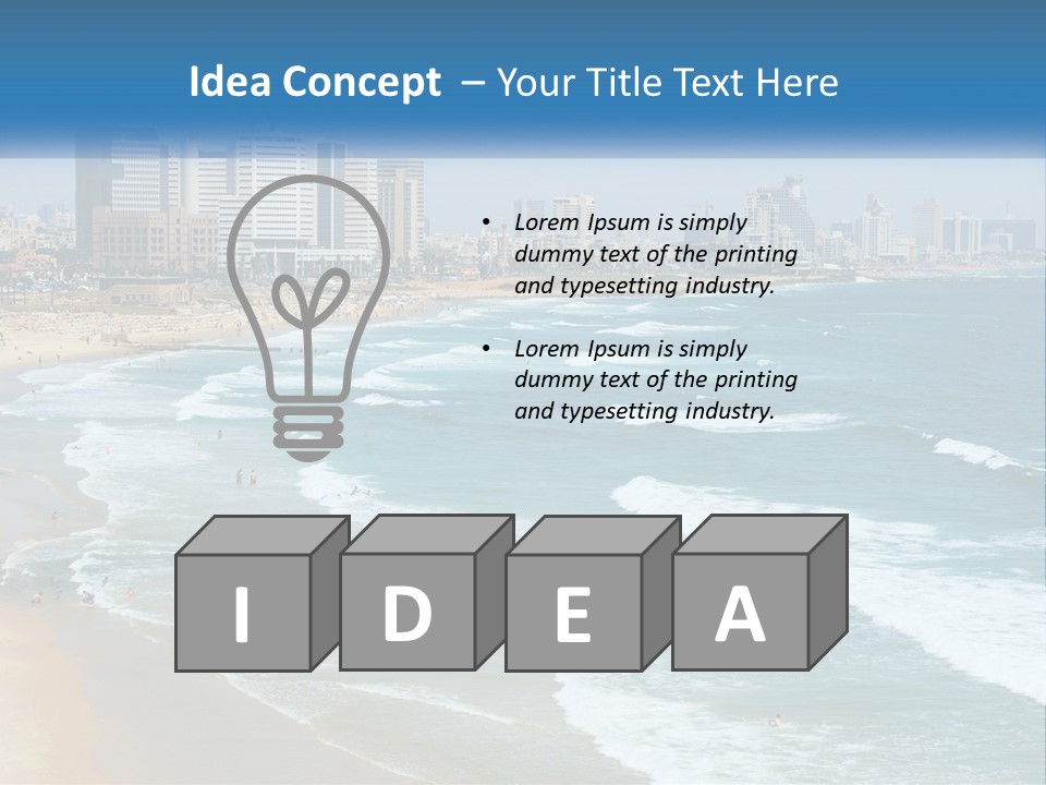 A Beach With A City In The Background PowerPoint Template