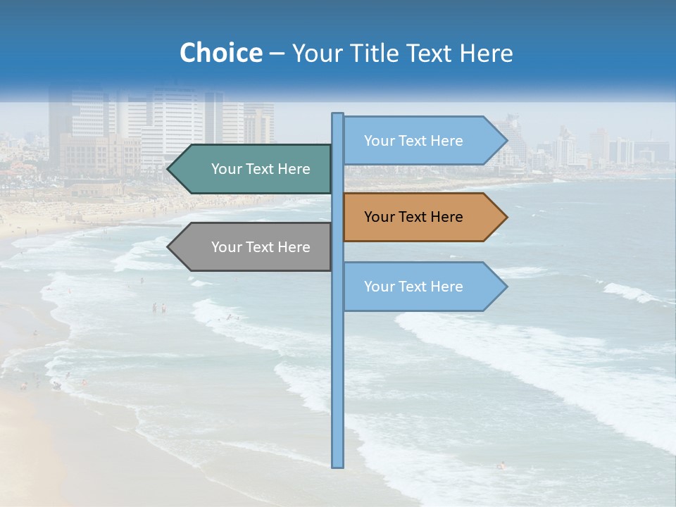 A Beach With A City In The Background PowerPoint Template