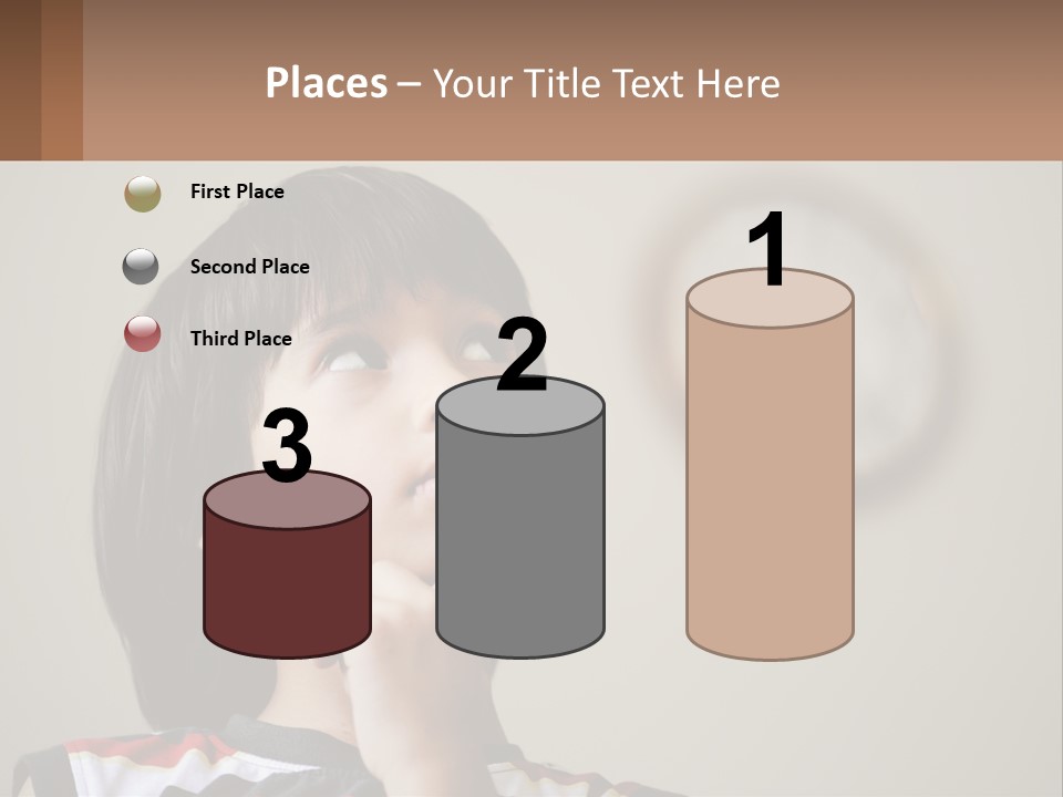 A Young Boy Looking Up At A Clock PowerPoint Template