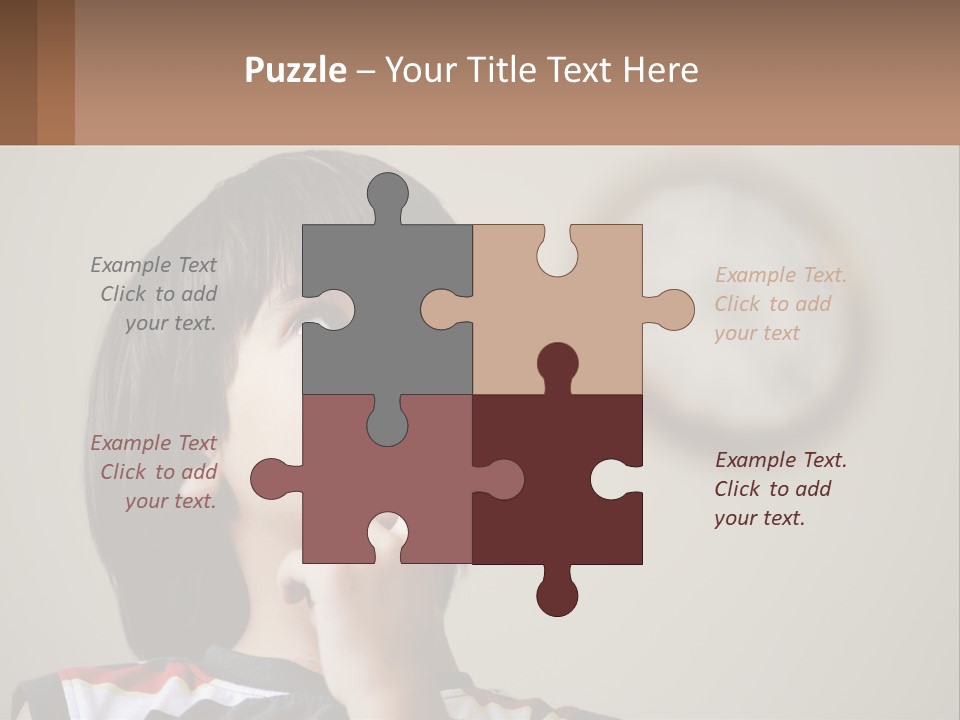 A Young Boy Looking Up At A Clock PowerPoint Template