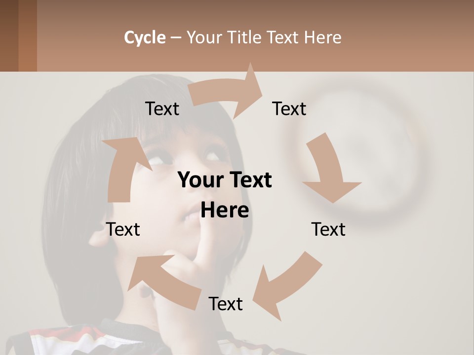 A Young Boy Looking Up At A Clock PowerPoint Template