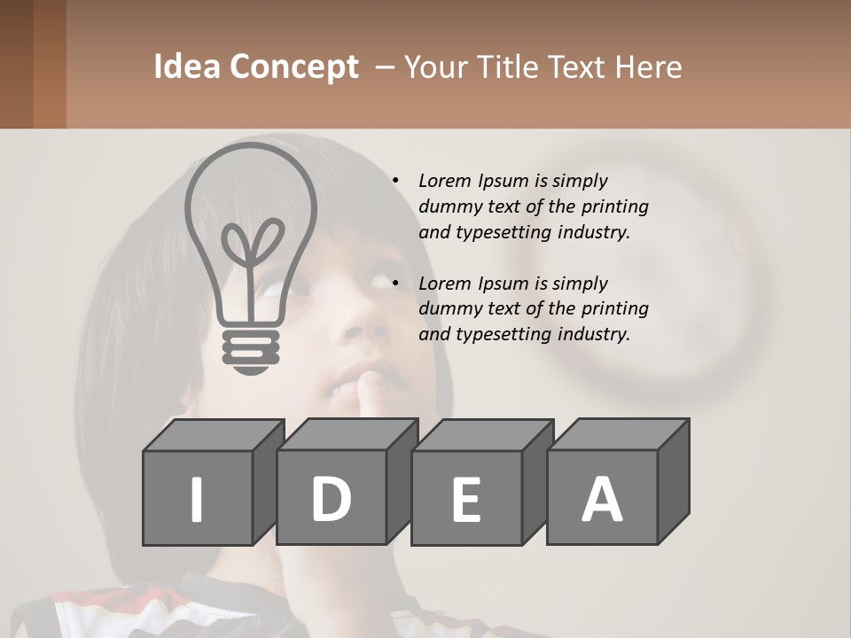 A Young Boy Looking Up At A Clock PowerPoint Template