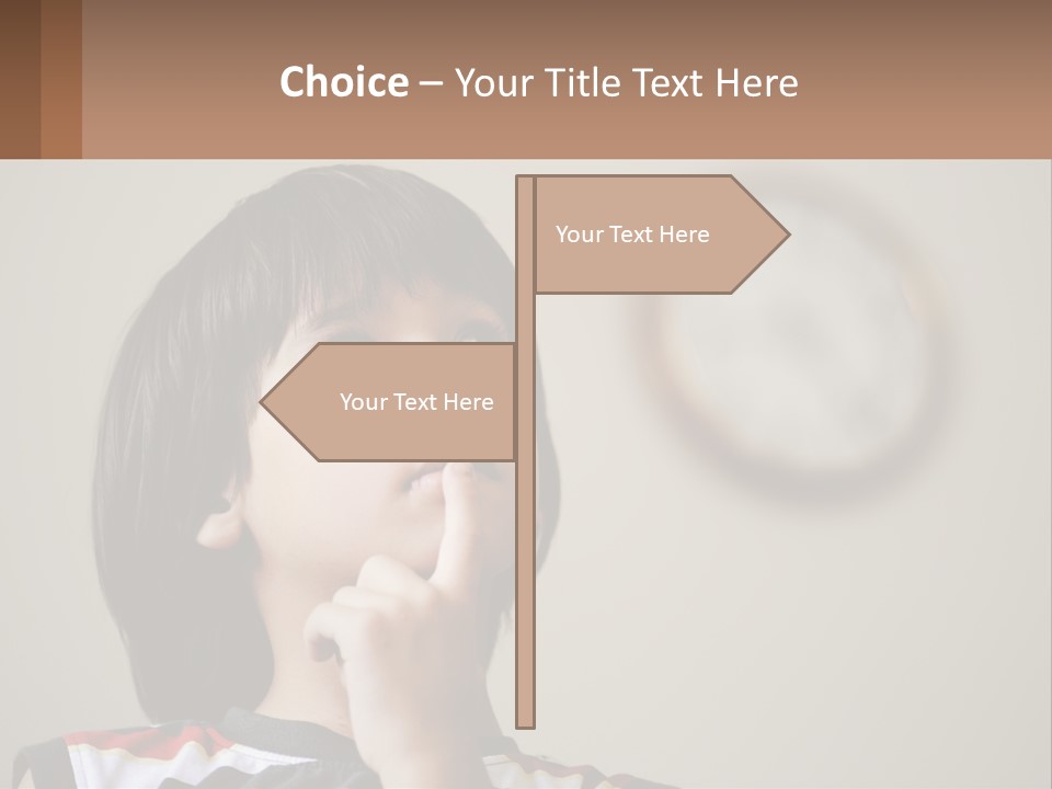 A Young Boy Looking Up At A Clock PowerPoint Template