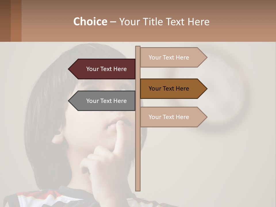 A Young Boy Looking Up At A Clock PowerPoint Template