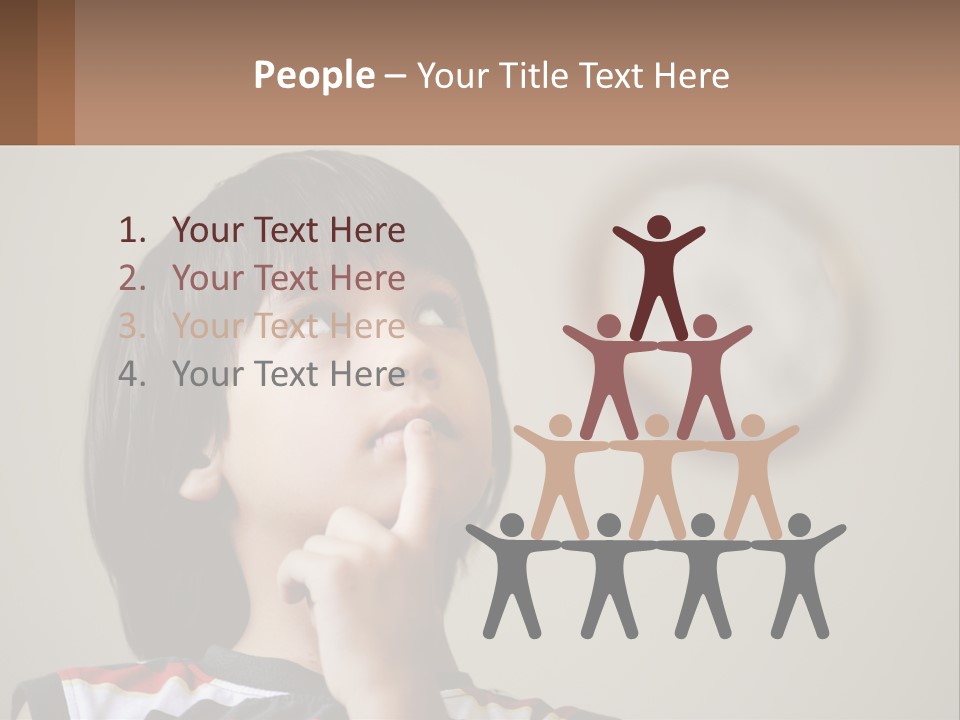 A Young Boy Looking Up At A Clock PowerPoint Template