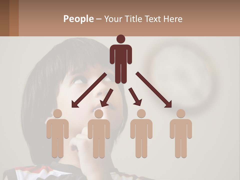 A Young Boy Looking Up At A Clock PowerPoint Template