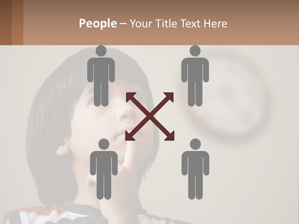 A Young Boy Looking Up At A Clock PowerPoint Template