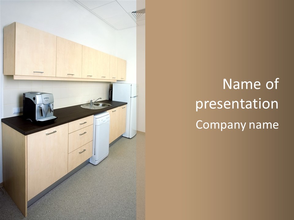 A Kitchen With A Microwave, Toaster, Toaster And Coffee Maker PowerPoint Template