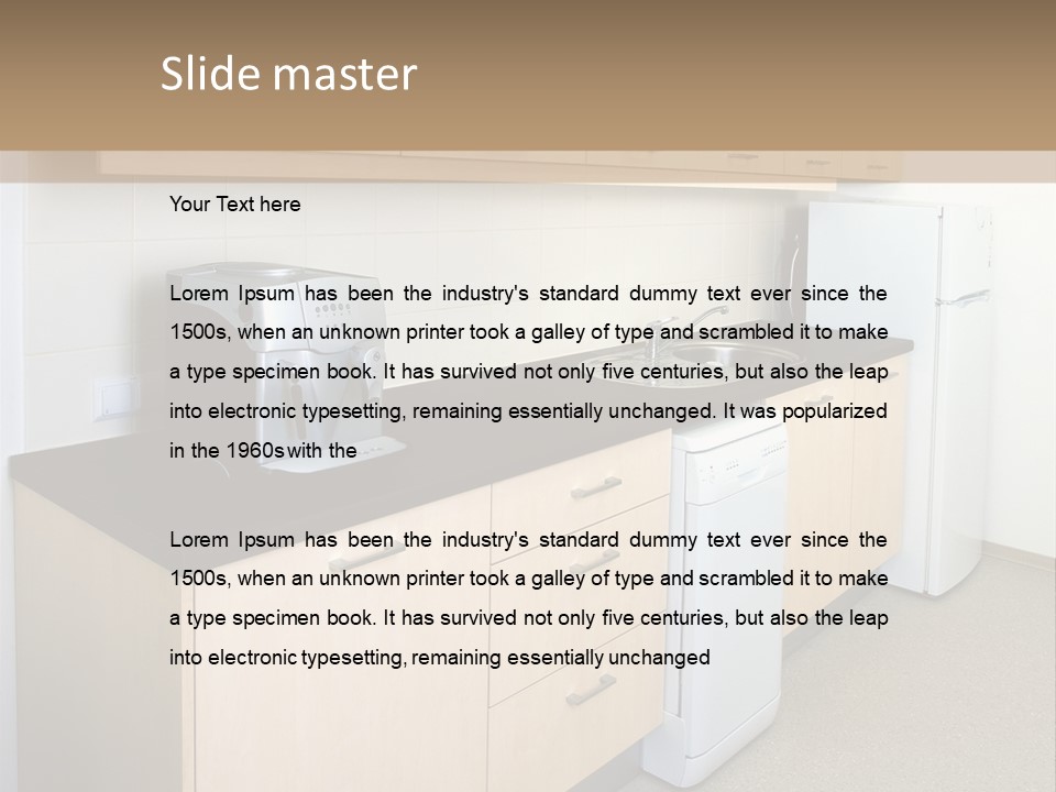 A Kitchen With A Microwave, Toaster, Toaster And Coffee Maker PowerPoint Template
