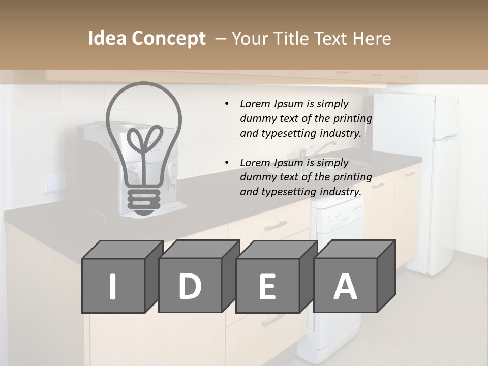 A Kitchen With A Microwave, Toaster, Toaster And Coffee Maker PowerPoint Template