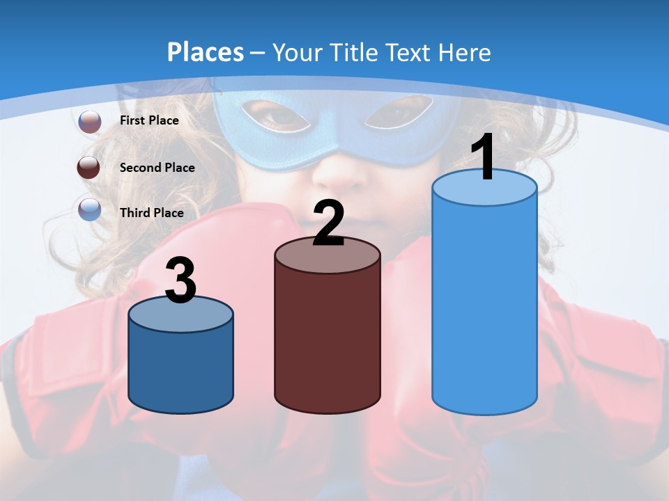 A Little Girl Wearing A Blue Mask And Red Boxing Gloves PowerPoint Template