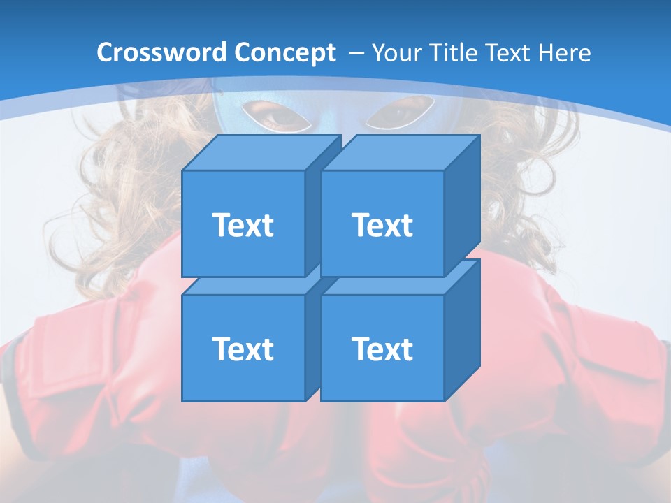 A Little Girl Wearing A Blue Mask And Red Boxing Gloves PowerPoint Template