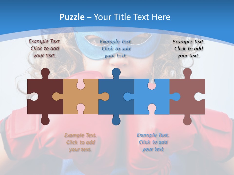 A Little Girl Wearing A Blue Mask And Red Boxing Gloves PowerPoint Template