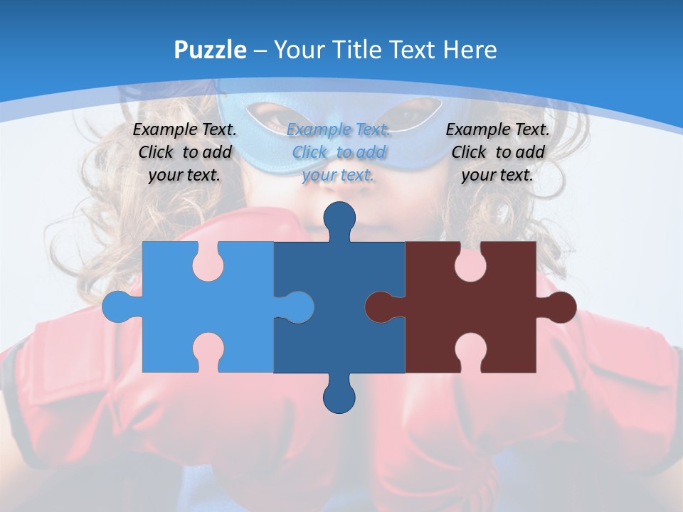 A Little Girl Wearing A Blue Mask And Red Boxing Gloves PowerPoint Template