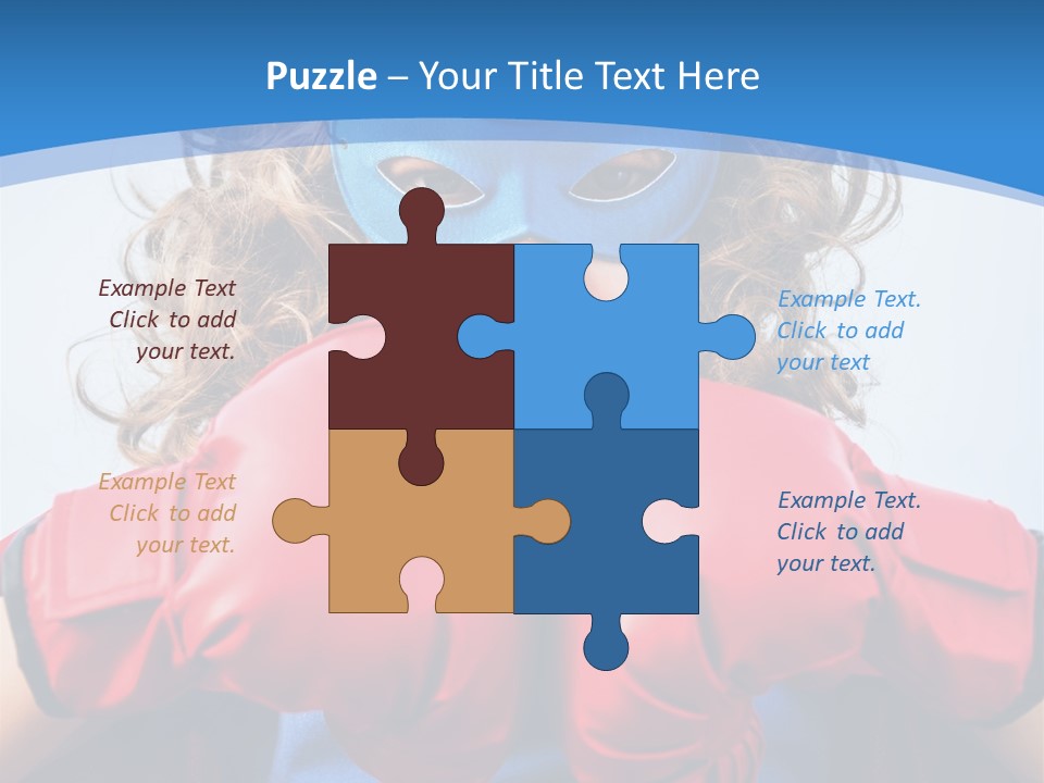 A Little Girl Wearing A Blue Mask And Red Boxing Gloves PowerPoint Template