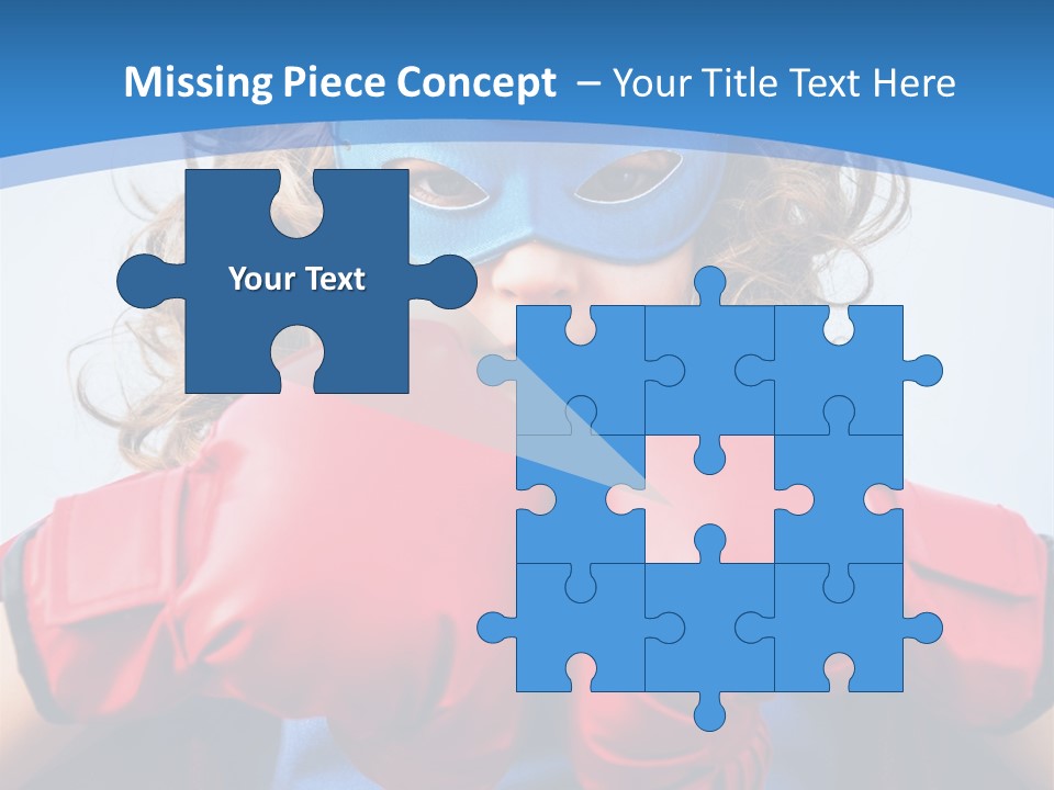 A Little Girl Wearing A Blue Mask And Red Boxing Gloves PowerPoint Template