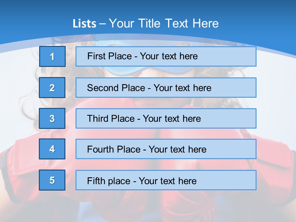 A Little Girl Wearing A Blue Mask And Red Boxing Gloves PowerPoint Template