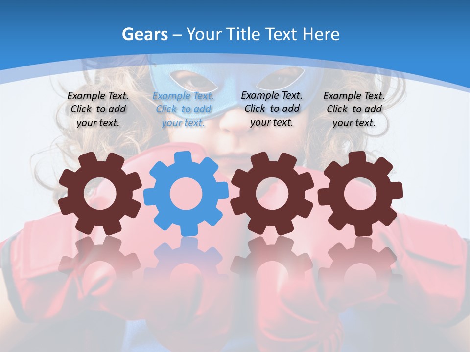 A Little Girl Wearing A Blue Mask And Red Boxing Gloves PowerPoint Template