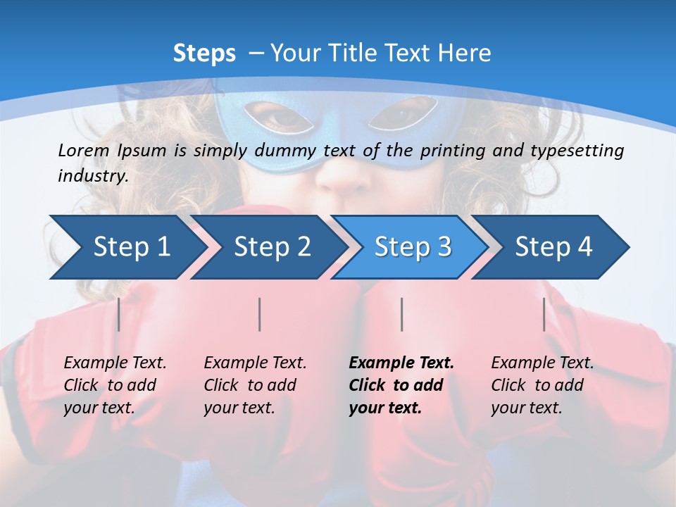 A Little Girl Wearing A Blue Mask And Red Boxing Gloves PowerPoint Template