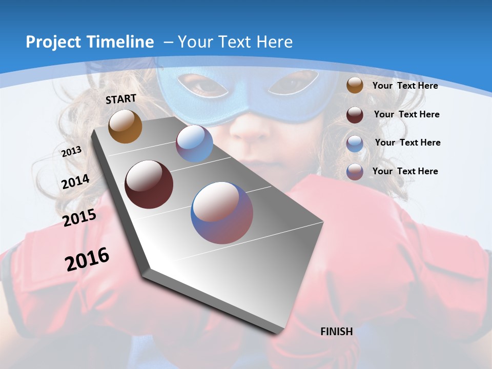 A Little Girl Wearing A Blue Mask And Red Boxing Gloves PowerPoint Template