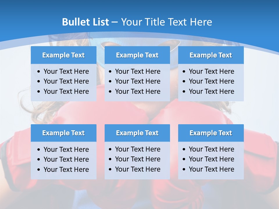 A Little Girl Wearing A Blue Mask And Red Boxing Gloves PowerPoint Template