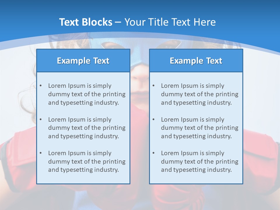 A Little Girl Wearing A Blue Mask And Red Boxing Gloves PowerPoint Template