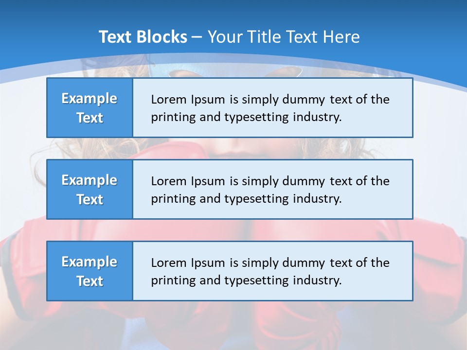 A Little Girl Wearing A Blue Mask And Red Boxing Gloves PowerPoint Template