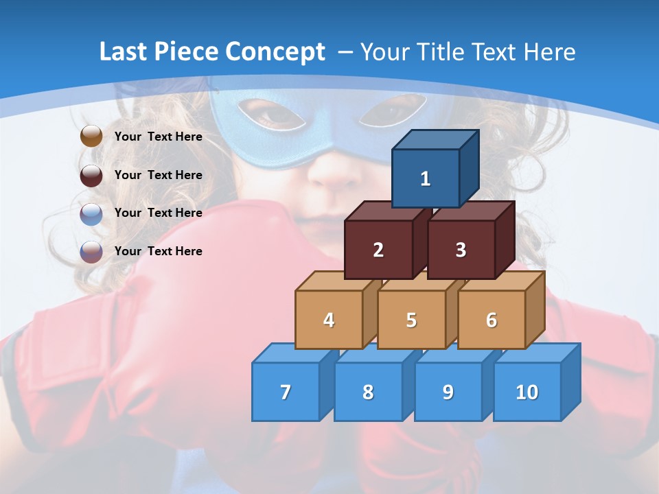 A Little Girl Wearing A Blue Mask And Red Boxing Gloves PowerPoint Template