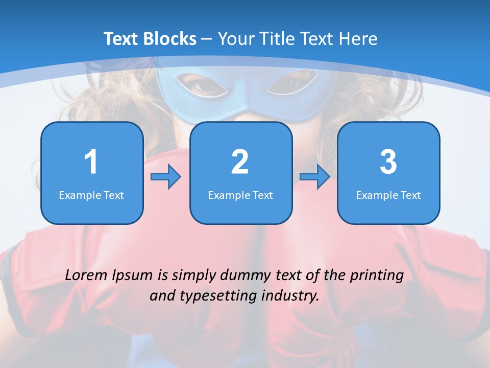 A Little Girl Wearing A Blue Mask And Red Boxing Gloves PowerPoint Template