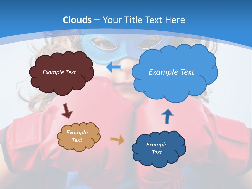 A Little Girl Wearing A Blue Mask And Red Boxing Gloves PowerPoint Template