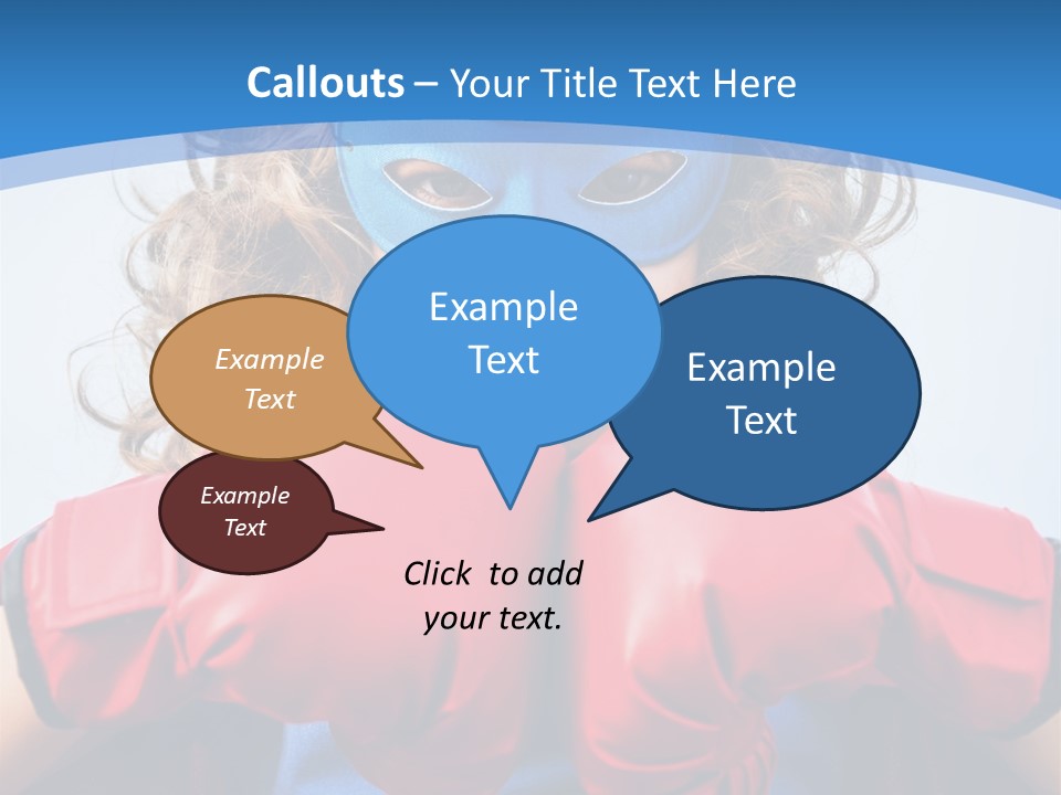 A Little Girl Wearing A Blue Mask And Red Boxing Gloves PowerPoint Template