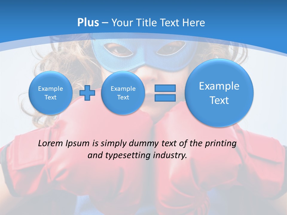 A Little Girl Wearing A Blue Mask And Red Boxing Gloves PowerPoint Template