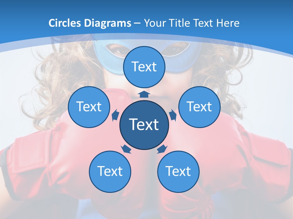 A Little Girl Wearing A Blue Mask And Red Boxing Gloves PowerPoint Template