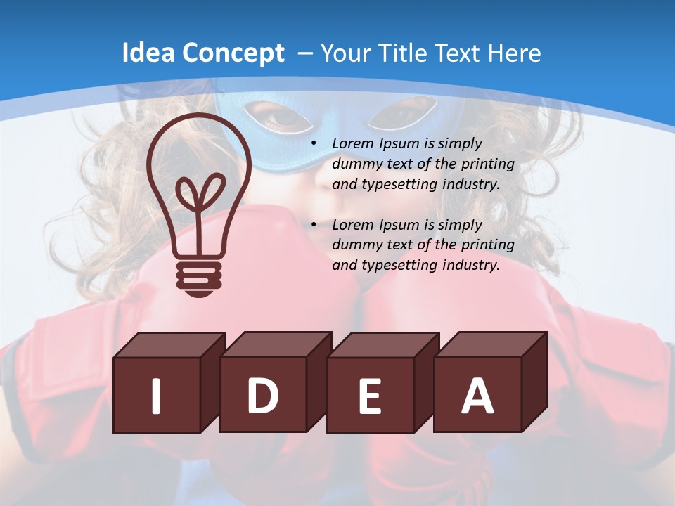 A Little Girl Wearing A Blue Mask And Red Boxing Gloves PowerPoint Template