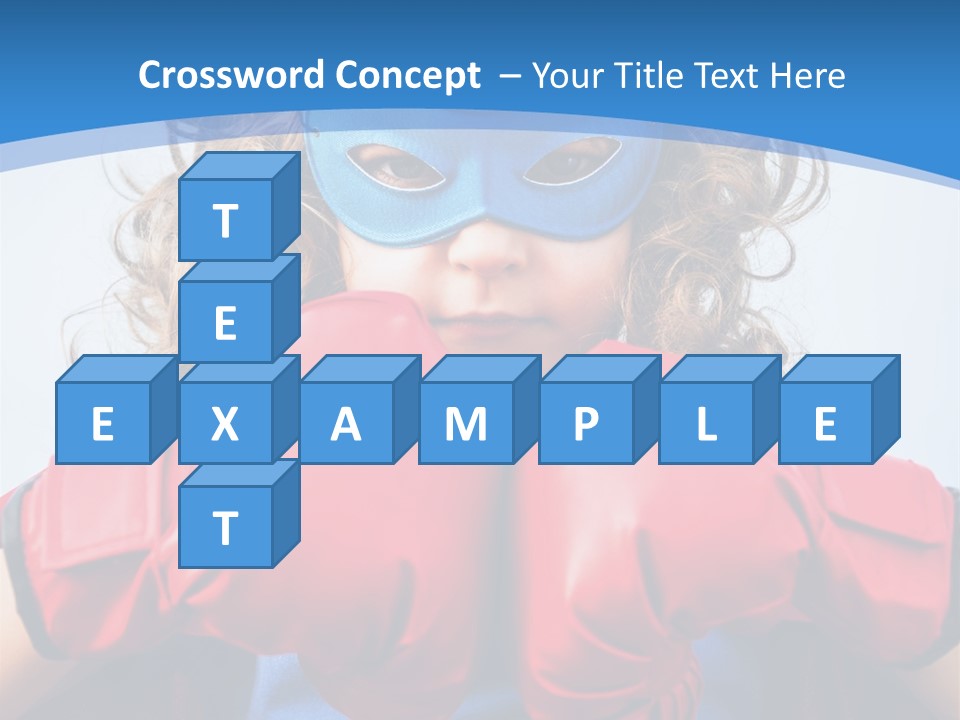 A Little Girl Wearing A Blue Mask And Red Boxing Gloves PowerPoint Template