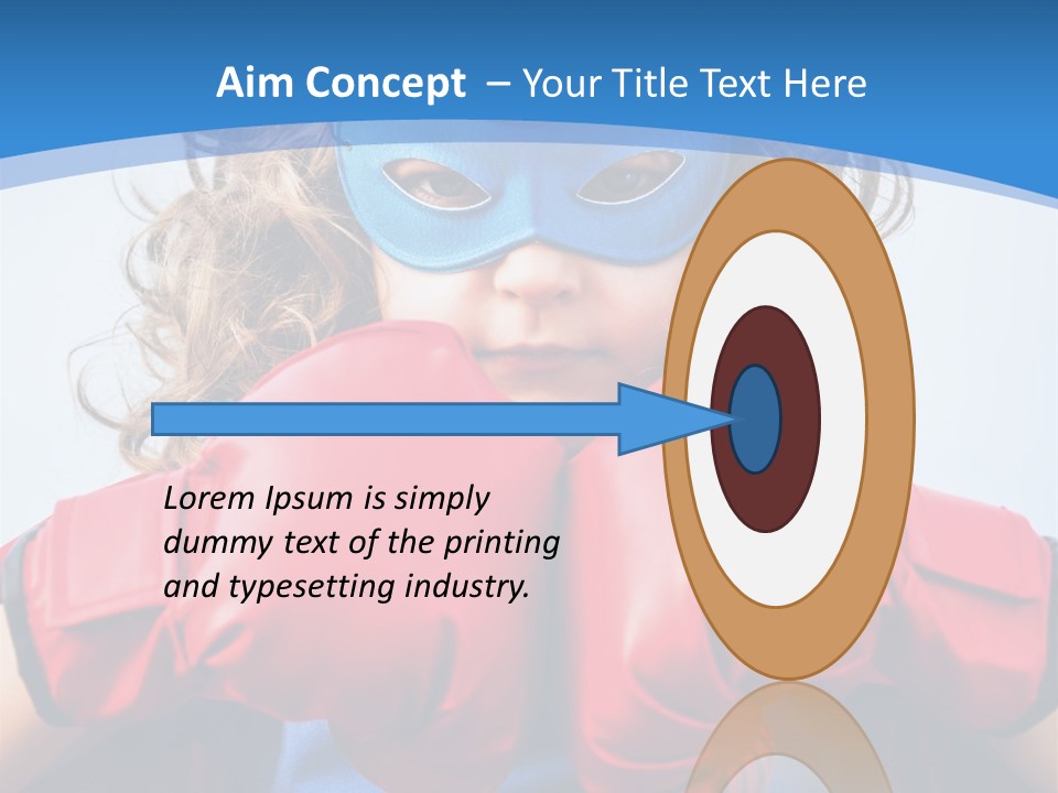 A Little Girl Wearing A Blue Mask And Red Boxing Gloves PowerPoint Template