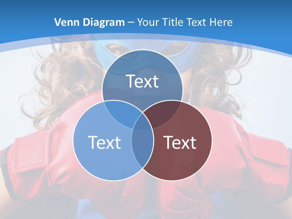 A Little Girl Wearing A Blue Mask And Red Boxing Gloves PowerPoint Template