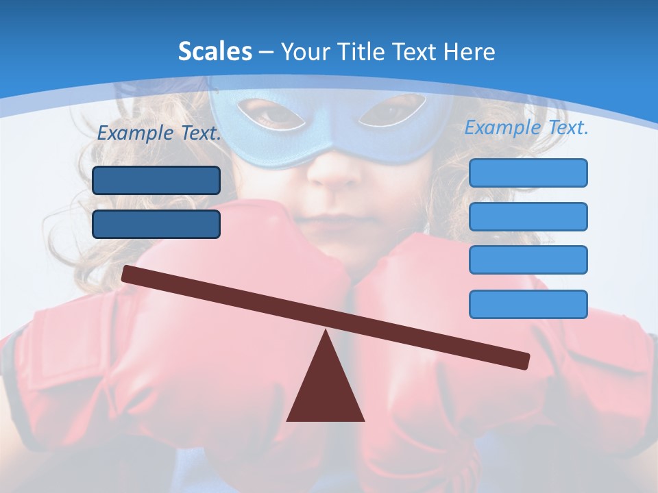 A Little Girl Wearing A Blue Mask And Red Boxing Gloves PowerPoint Template