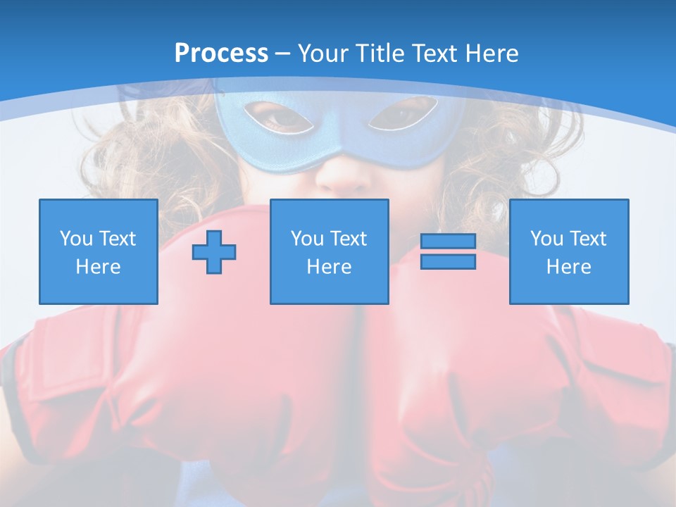 A Little Girl Wearing A Blue Mask And Red Boxing Gloves PowerPoint Template