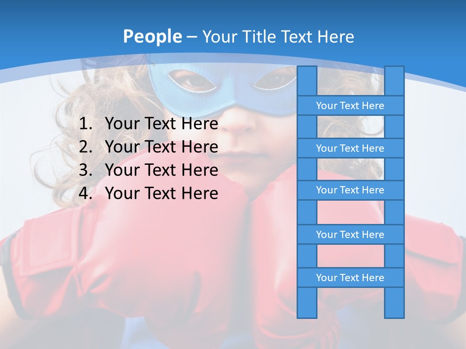 A Little Girl Wearing A Blue Mask And Red Boxing Gloves PowerPoint Template