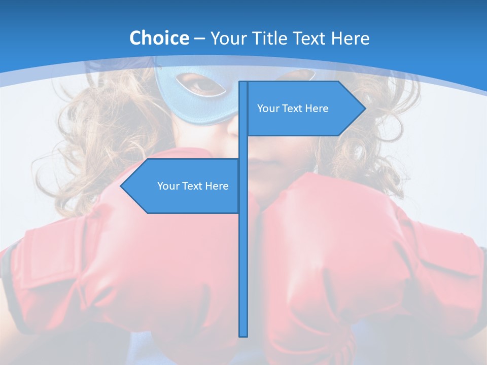 A Little Girl Wearing A Blue Mask And Red Boxing Gloves PowerPoint Template