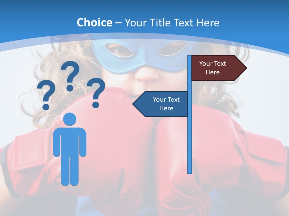 A Little Girl Wearing A Blue Mask And Red Boxing Gloves PowerPoint Template