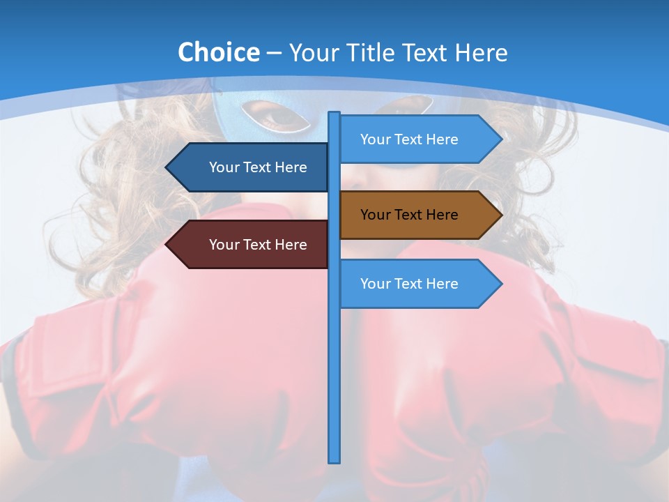 A Little Girl Wearing A Blue Mask And Red Boxing Gloves PowerPoint Template